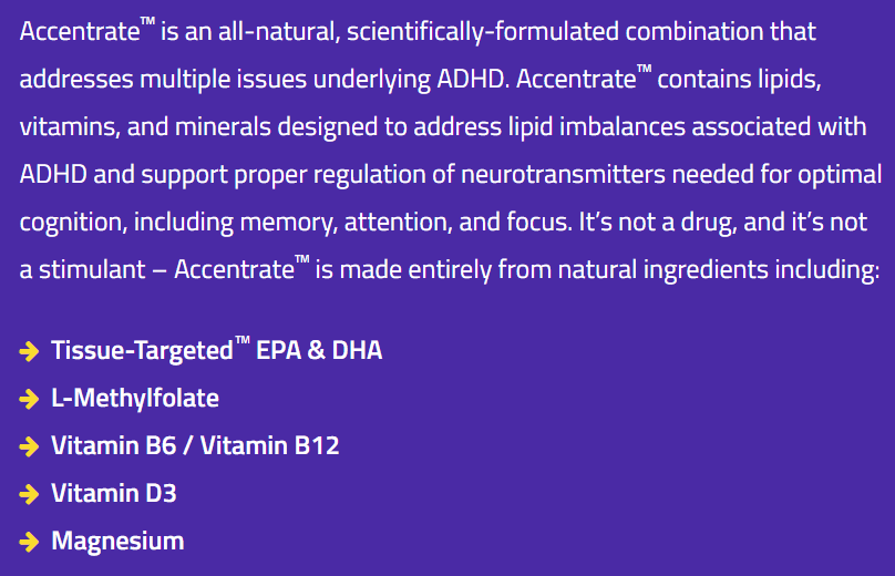 EPA and DHA from fish oil and alternative sources of  Phosphatidylserine (PS) and is NOT an alternative to Vayarin